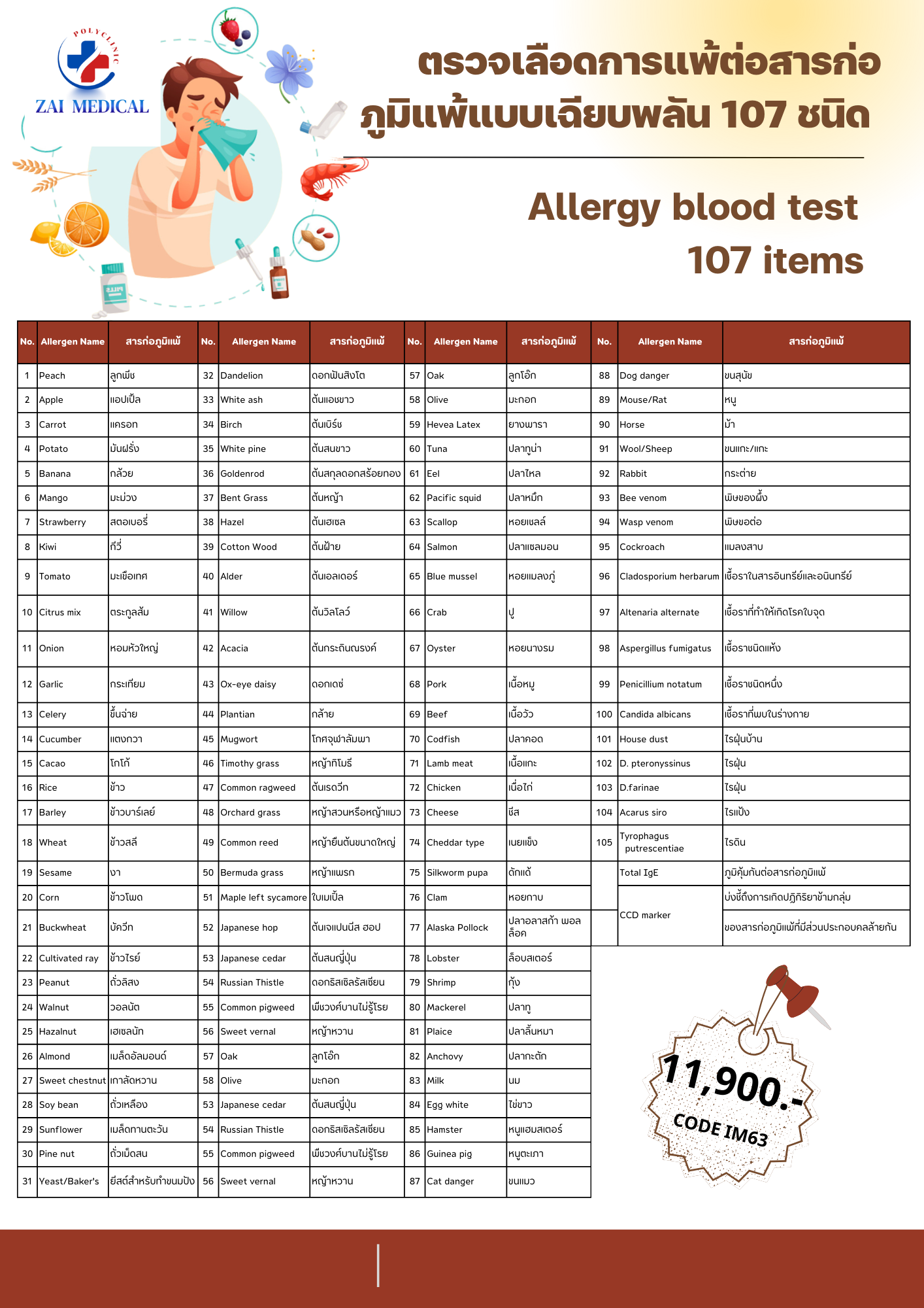 Allergy Blood Test (107 Items)
